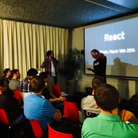 almost full house @jszurich with @herrstucki about react.js