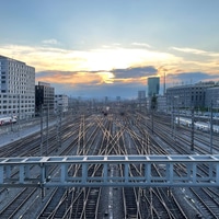 Zurich, tracks and sun