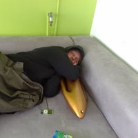 homeless snoring dude in the liip office