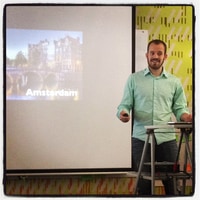 josh from Travis-CI (and Amsterdam and originally Wellington) talking at a Liip techtalk