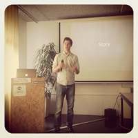 Roger Dudler Talking about frontify at @liip techtalk