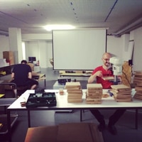 working on the cinema ceiling at @liip ZH