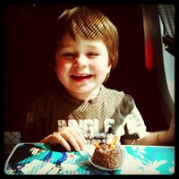 burning snowman in the train. to get eaten soon ;)