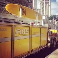 in waikiki, even the firetrucks have surfboards ;) (and they are yellow)