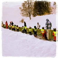 yellow gnomes in the snow