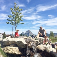 enjoying the water playground and nice weather