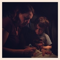 waiting for the tsunami in the car.